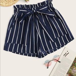 Striped paper bag shorts